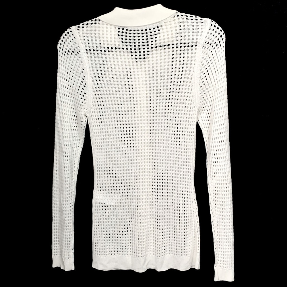 White House Black Market White Loose Mesh Knit Cardigan - Picture 2 of 5